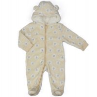 H23561:  Baby Sheep Print Hooded Plush Fleece All In One/ Pram Suit (3-12 Months)